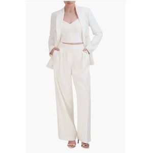 NWT BCBG Maxazria L High Waist Wide Leg Pants Gardenia